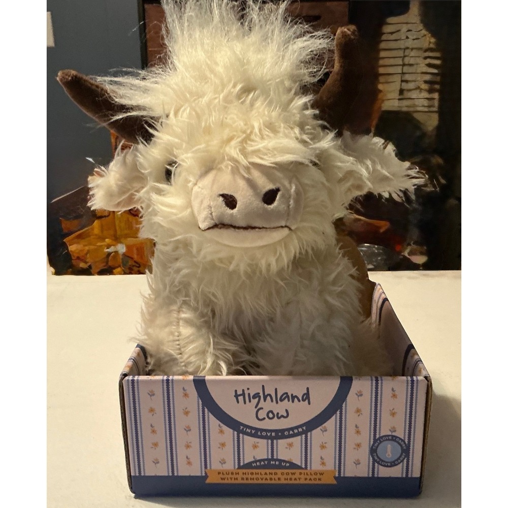 NIB Tiny Love Highland Cow Plush Pillow Heatable Cozy Comfort Warm Pack New